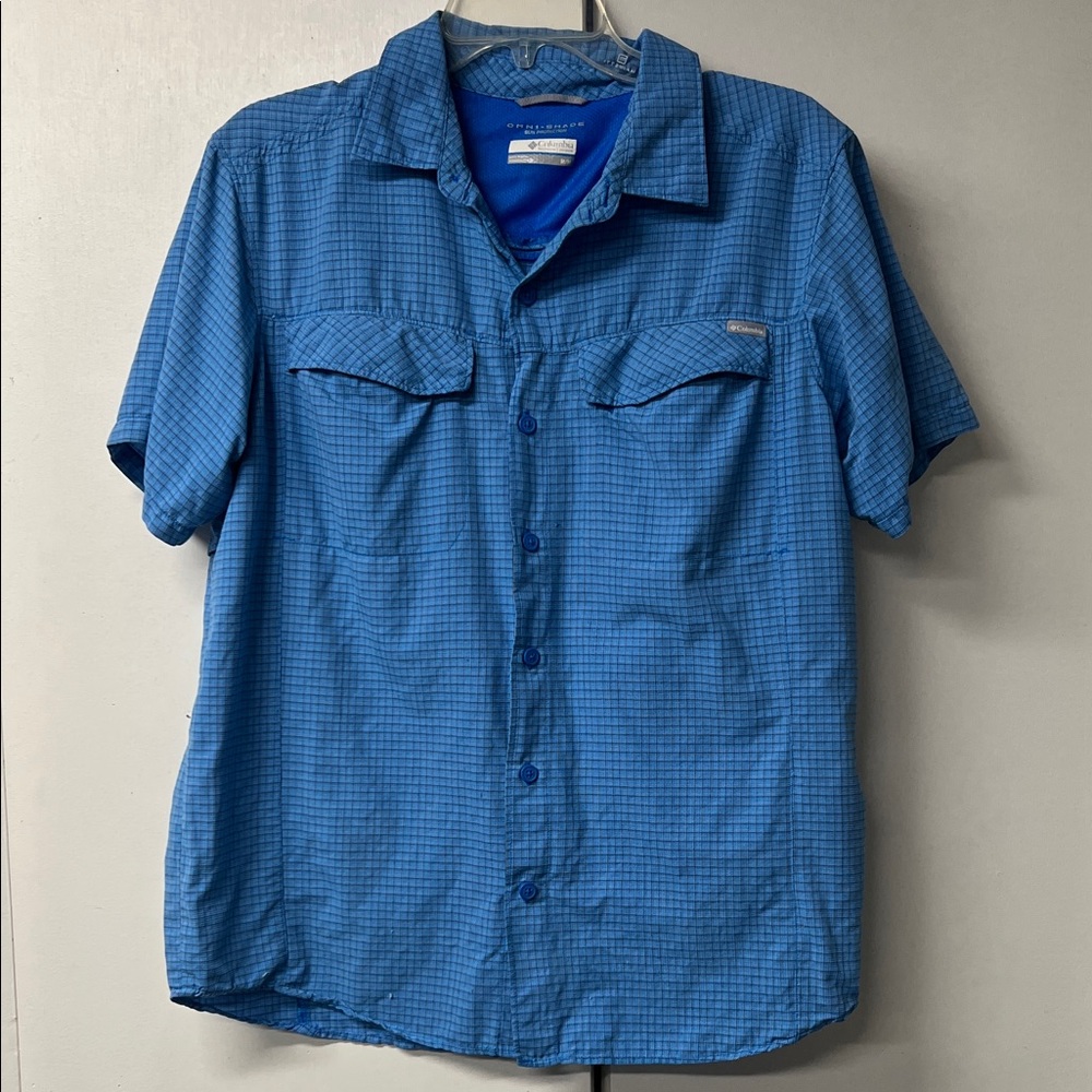 Columbia Blue Plaid Short Sleeve Button-Up